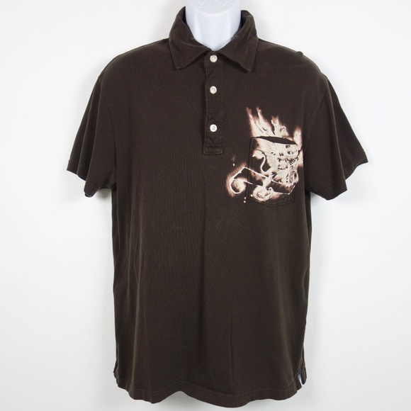 Gap Brown Bleached Cotton Pocket Polo Men's Large - Picture 1 of 8